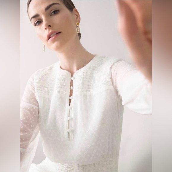 White House Black Market smocked blouson dress - Picture 3 of 4